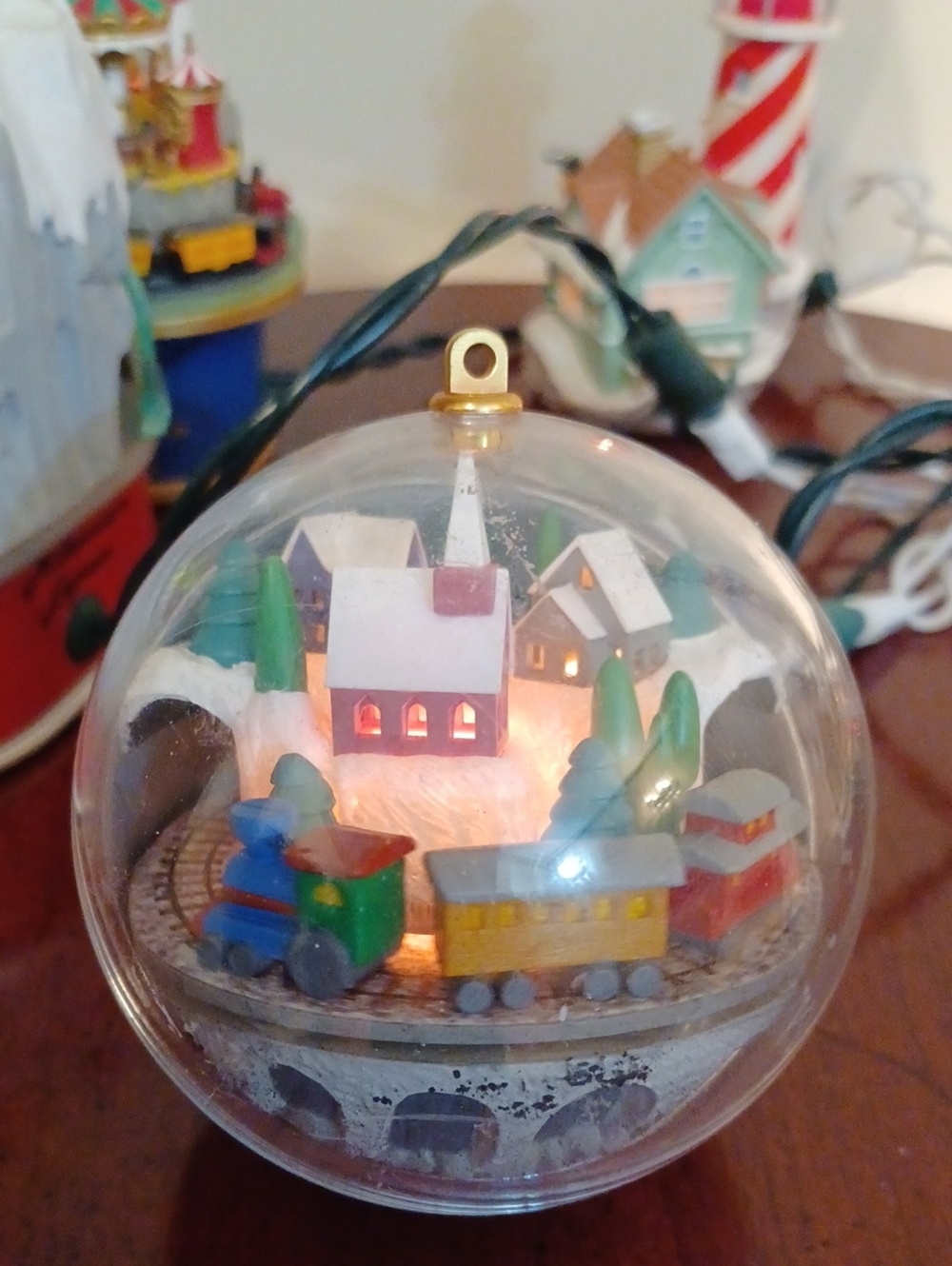 Hallmark Clear Globe Ornament with Motion Miniature Train and Village